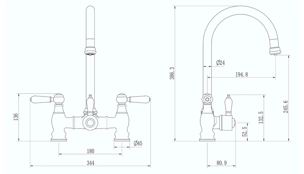 ETAL Traditional Bridge 3-in-1 Hot Water Kitchen Tap Brushed Brass - Image 4