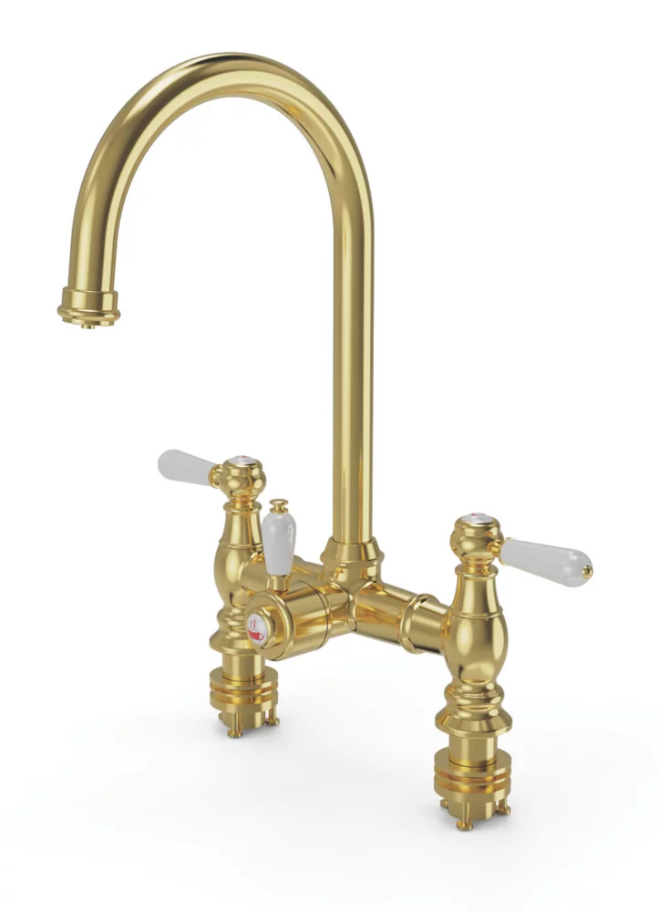 ETAL Traditional Bridge 3-in-1 Hot Water Kitchen Tap Brushed Brass