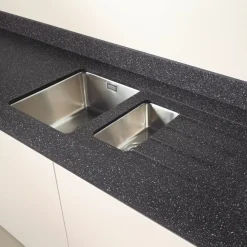 Metis Black Sink Module With 1.5 Bowl Stainless Steel Sink 3050 X 620 X 15mm
