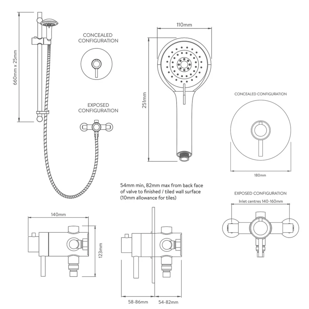 Aqualisa Sierra Rear-Fed Concealed/Exposed Chrome Thermostatic Concentric Shower - Image 8