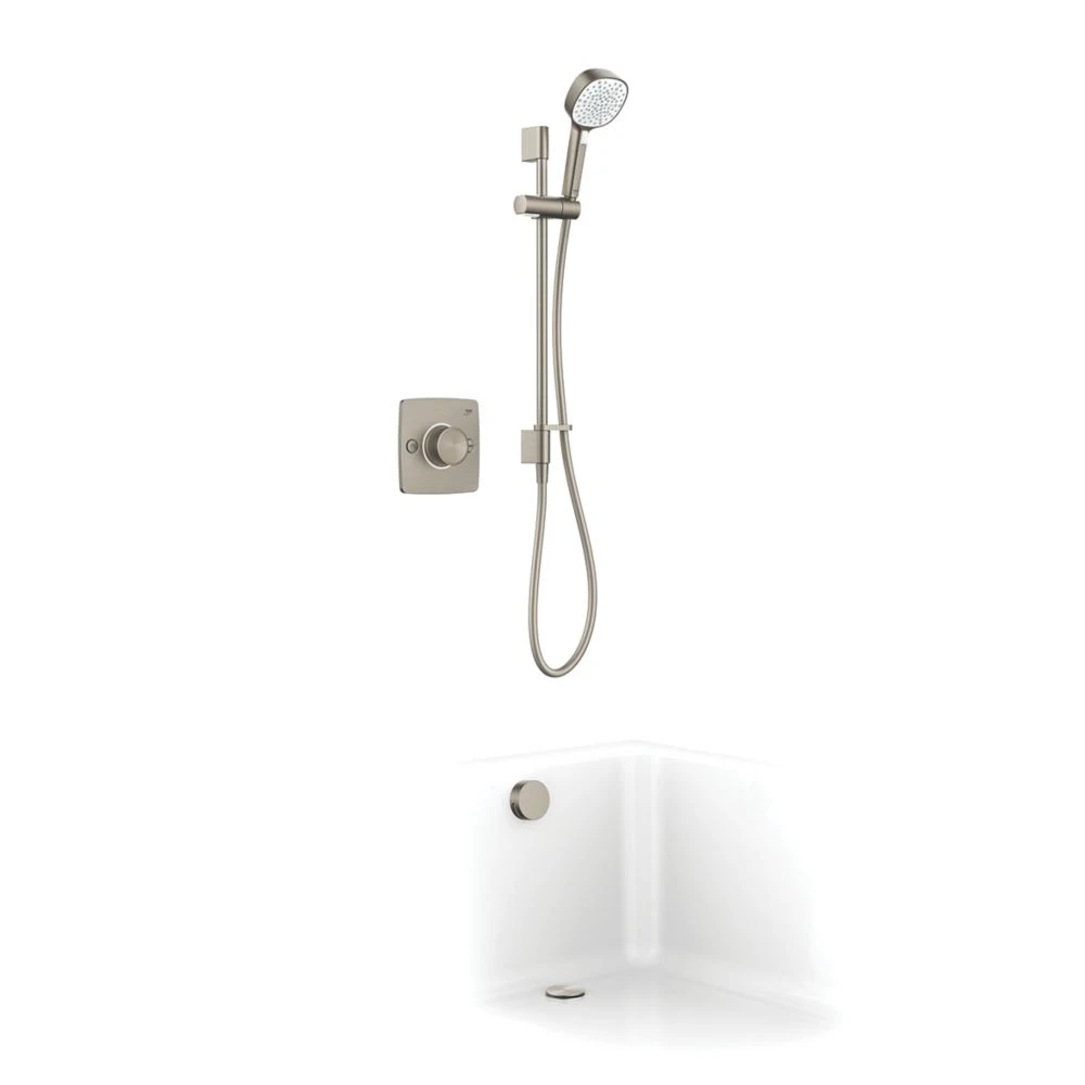 Mira Evoco Rear-Fed Concealed Brushed Nickel Thermostatic Built-In Mixer Shower & Bath Fill