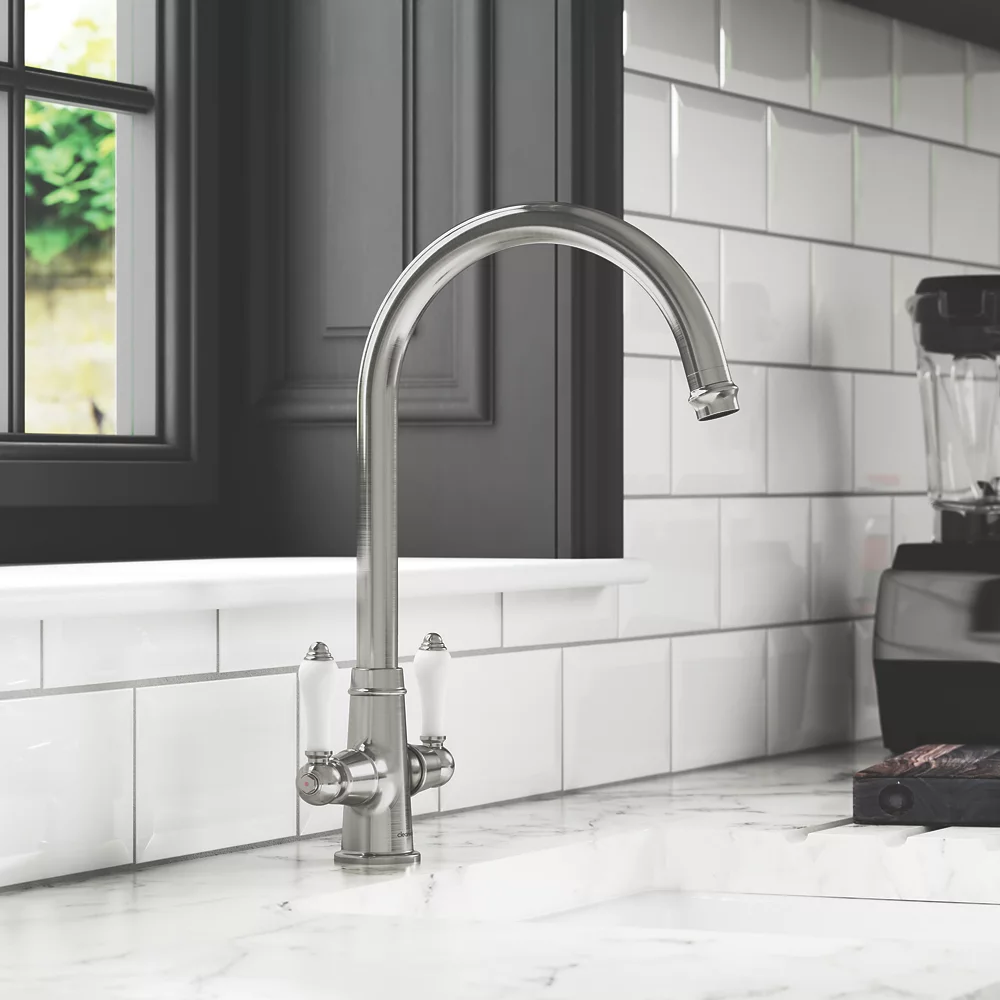 Clearwater Elegance Dual-Lever Monobloc Tap Brushed Nickel PVD - Image 2