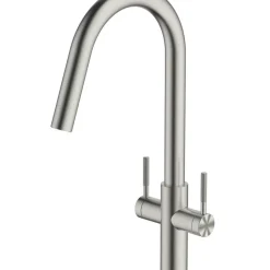 Clearwater Topaz J-Spout Monobloc Mixer Tap Brushed Nickel PVD