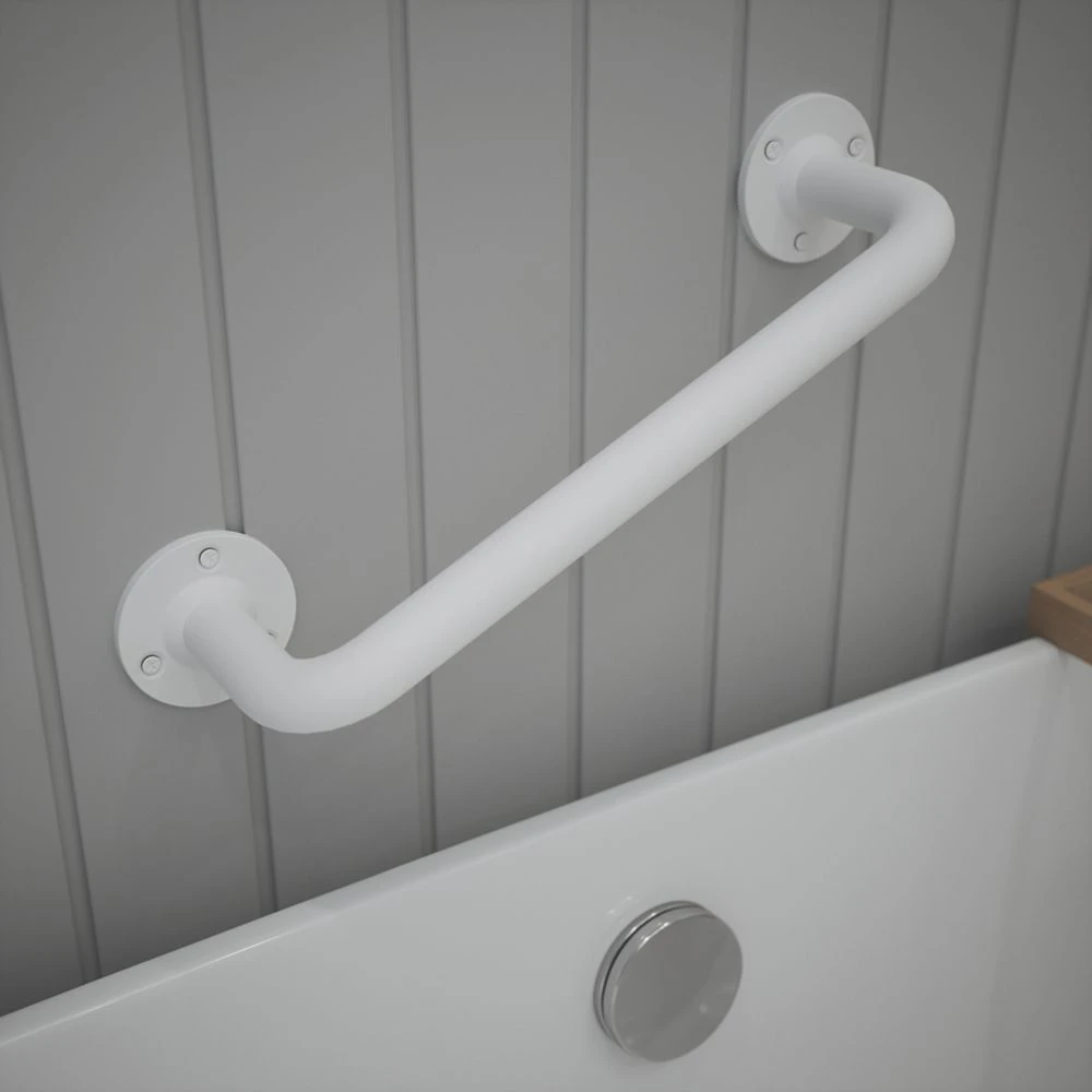 Rothley Angled Household Steel Grab Rail Matt White 305mm - Image 2