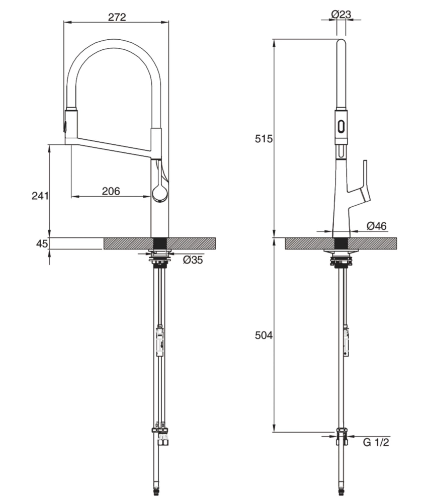 Clearwater Alasia Pull-Off Twin Spray Head Tap Chrome - Image 6