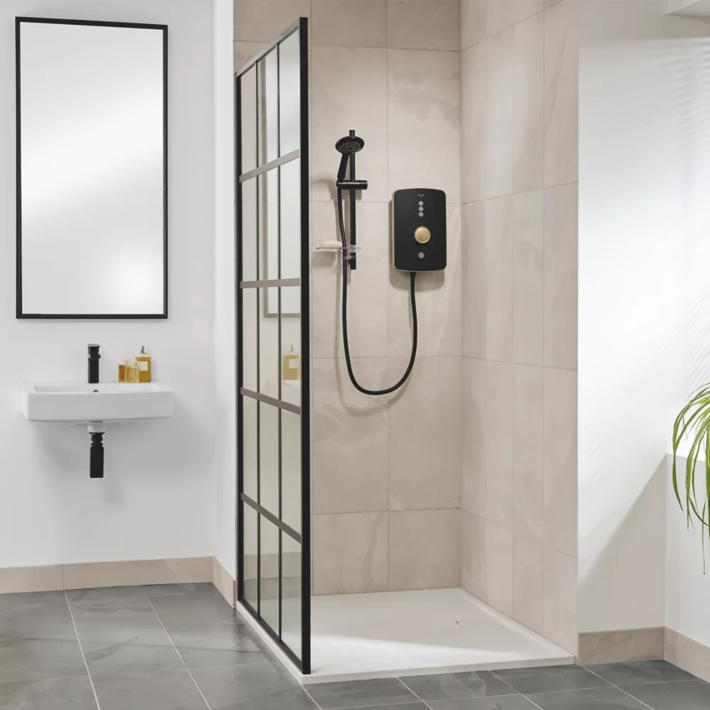 Triton Amala Black With Brushed Brass Accents 9.5kW Electric Shower - Image 5