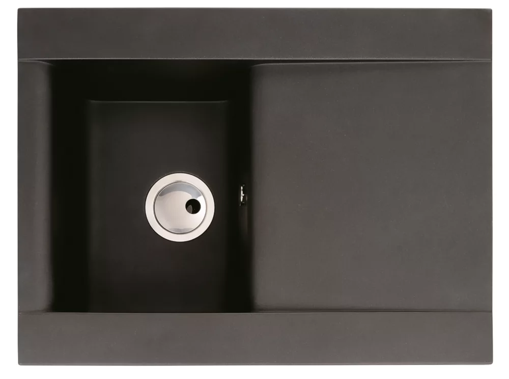 Abode Aspekt 1 Bowl Granite Composite Kitchen Sink Black Metallic Reversible 716 X 500mm - Image 2