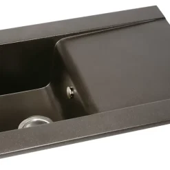 Abode Aspekt 1 Bowl Granite Composite Kitchen Sink Black Metallic Reversible 716 X 500mm