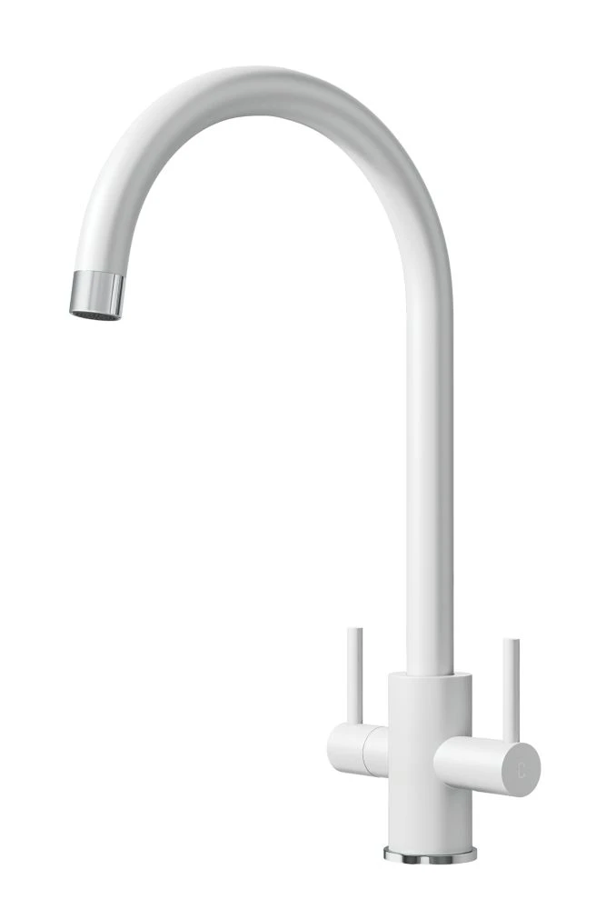 ETAL Sorrento Twin Lever Kitchen Mixer Tap Matt White