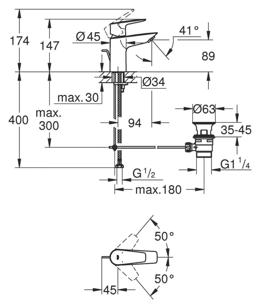 Grohe StartEdge Basin Mixer With Pop-Up Waste Chrome - Image 5