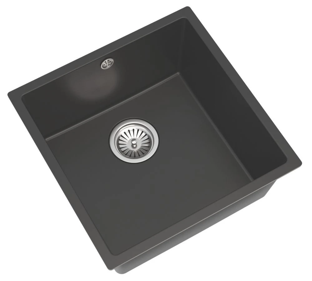 ETAL Comite 1 Bowl Granite Composite Kitchen Sink Matt Black 440 X 440mm