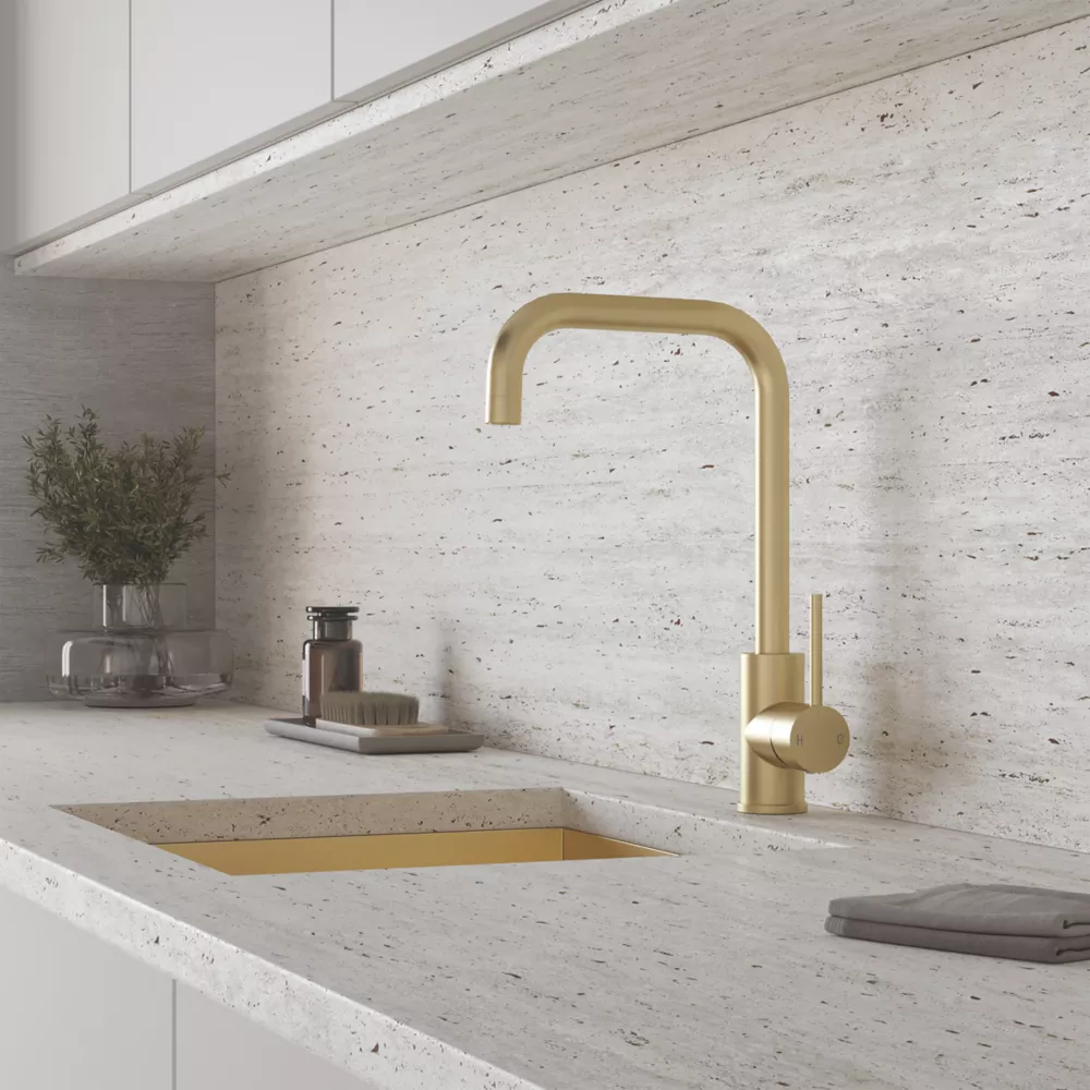 ETAL Trent Single Lever Kitchen Mixer Tap Brushed Brass - Image 2