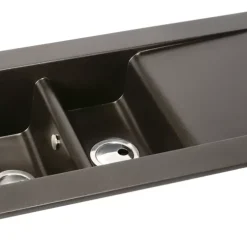 Abode Aspekt 1.5 Bowl Granite Composite Kitchen Sink Metallic Black Reversible 950 X 540mm