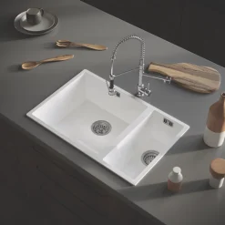 ETAL Comite 1.5 Bowl Granite Composite Kitchen Sink Gloss White Left-Hand 670 X 440mm 5 ETAL Comite 1.5 Bowl Granite Composite Kitchen Sink Gloss White Left-Hand 670 X 440mm -Zenith Shop 999RG A2