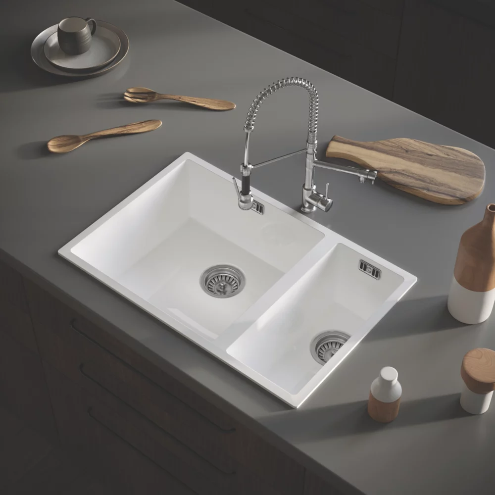 ETAL Comite 1.5 Bowl Granite Composite Kitchen Sink Gloss White Left-Hand 670 X 440mm 3 ETAL Comite 1.5 Bowl Granite Composite Kitchen Sink Gloss White Left-Hand 670 X 440mm - Image 3