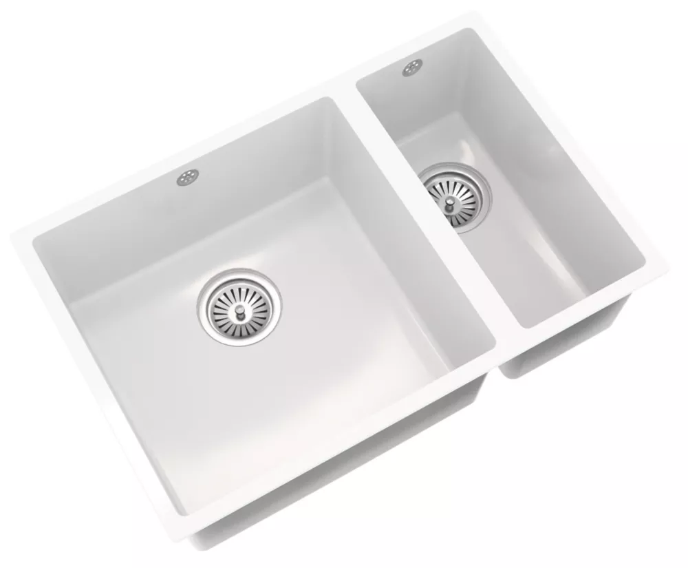 ETAL Comite 1.5 Bowl Granite Composite Kitchen Sink Gloss White Left-Hand 670 X 440mm 1 ETAL Comite 1.5 Bowl Granite Composite Kitchen Sink Gloss White Left-Hand 670 X 440mm